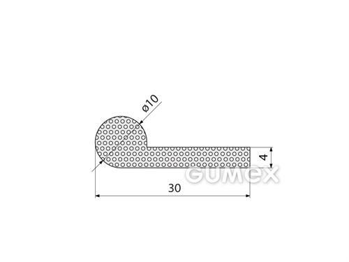 "P" mikroporöses Gummiprofil, 10x30/4mm, Dichte 500kg/m3, EPDM, ISO 3302-1 E3, -30°C/+80°C, schwarz, 